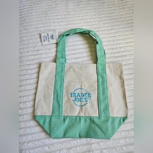 Green and Cream Canvas Tote Bag